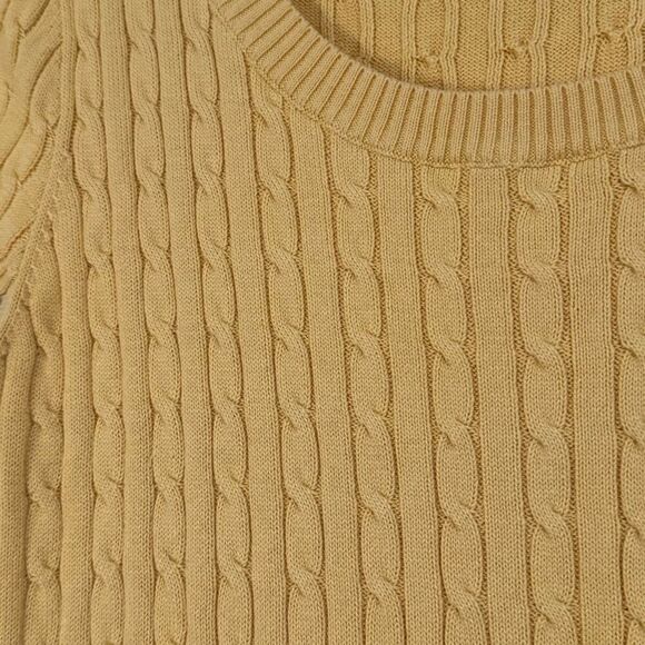Jeanne Pierre Vintage Yellow Cable Knit Short Sleeve Top L - Picture 3 of 5